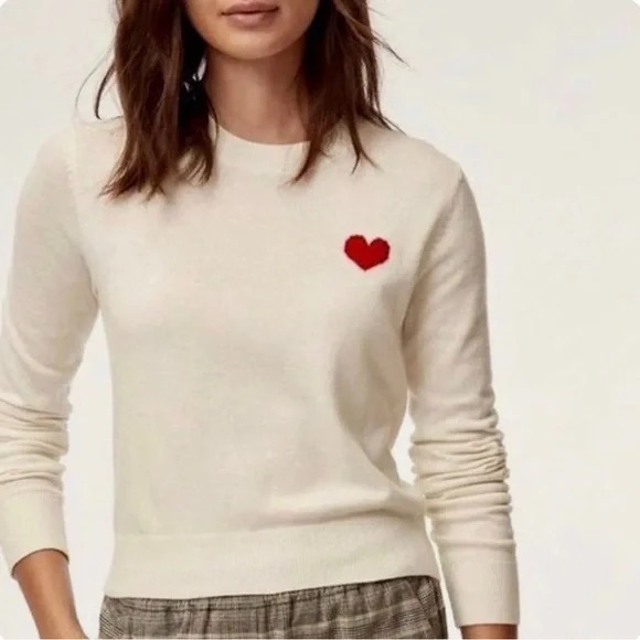 Aritzia Sunday Best burgundy heart sweater. Size S. - Picture 4 of 4